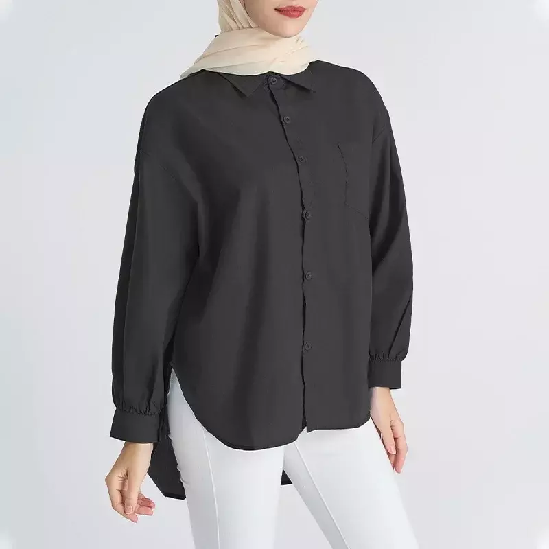 Женская блузка с длинным рукавом, повседневный женский топ, исламистские блузки для мусульманских женщин, много цветов, мусульманские Модные женские трикотажные изделия