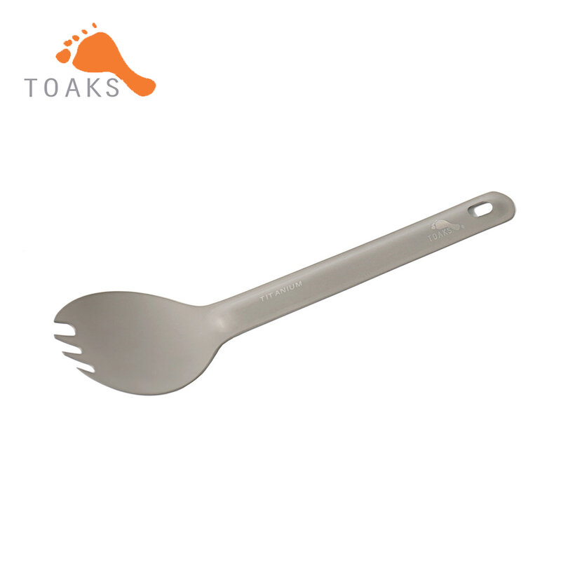 TOAKS-SLV-04 de titanio para pícnic al aire libre, cuchara de vajilla de doble uso para el hogar, 162mm, 12,5g