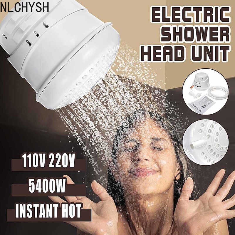 5400W 110V/220V Electric Shower Head Instant Water Heater Adjustable Temperature Bath Shower Heater with 2m Hose Bathroom Heater