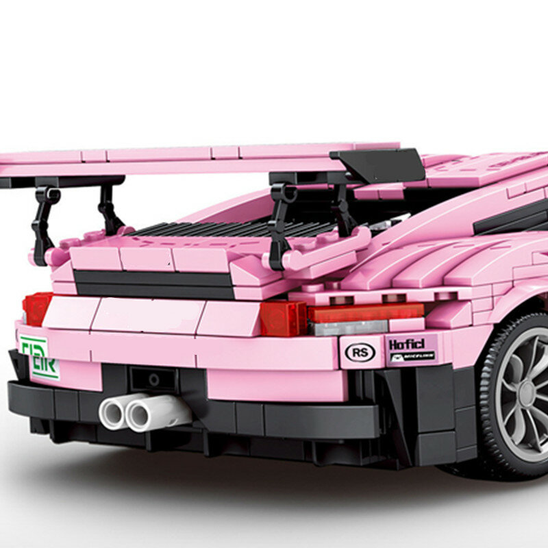 새로운 기술 1063 개 GT-3 핑크 슈퍼 레이싱 자동차 장난감 모델 빌딩 블록 벽돌 생일 DIY 선물 아이
