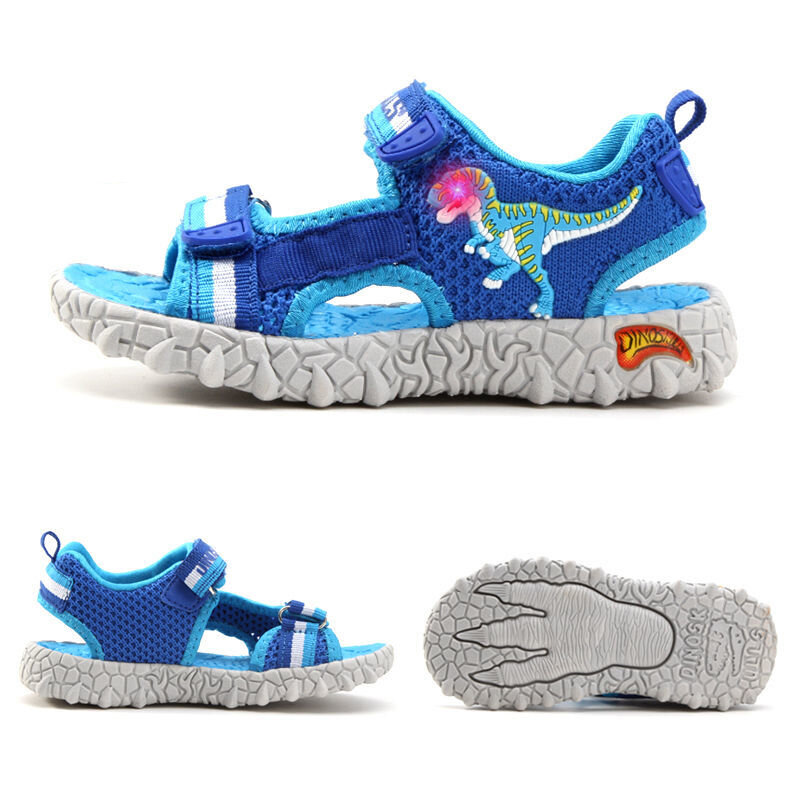 Sandálias de dinossauro 3d para crianças, sapato esportivo de verão para meninos e crianças, dedo fechado