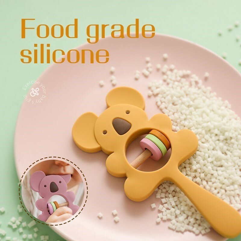 5 sztuk silikonowe grzechotka Baby Cartoon Koala słoń Handbells zabawki BPA bezpłatne ząbkowanie zabawki edukacyjne dla dzieci niemowląt żucia zabawki dla dzieci