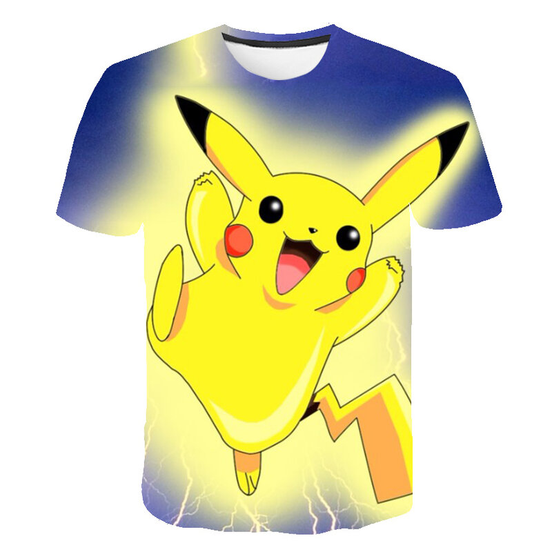Kid 'S T-shirt 3D Printing T-shirt Nieuwe Pokemon Patroon Ronde Hals T-shirt Hip-Hop Straat Harajuku Top, kids Nieuwe Size 4-14T