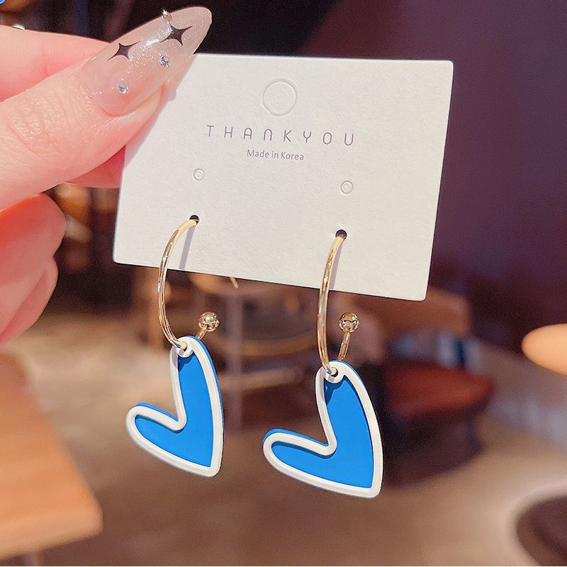 S925 Silver Needle Korea Love Earrings Small Fresh and Simple Earrings Student Temperament All-match Personalized Earrings