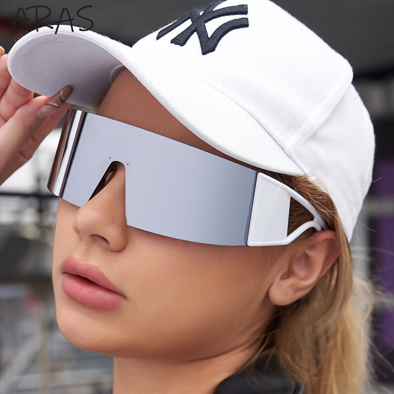 2021 플랫 탑 고글 선글라스 여성 남성 블루 프레임 무테 사각형 태양 안경 Unisex Mirrored Wind Proof Sport Eyeglasses