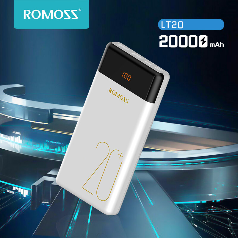 ROMOSS LT20 LT20PS Power Bank 20000 MAh Portable Charging Powerbank 20000 MAh Baterai Eksternal Poverbank untuk iPhone 13 Xiaomi Mi