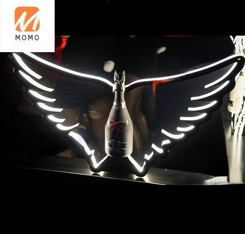 Alas com forma de logotipo personalizado, botella de champán, led, servicio vip, glorificador de ala, pantalla para clube