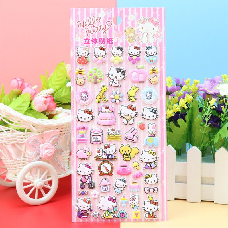 Cute Sanrio Hello Kitty Cartoon 3D Bubble Stickers decalcomanie Laptop Notebook Phone Car valigia diario decorazione Sticker giocattolo per bambini