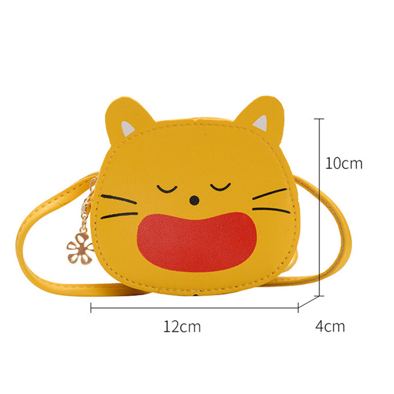 Bolso pequeño de piel sintética con diseño de gato para niños y niñas, bandolera pequeña con monedero, 1 unidad