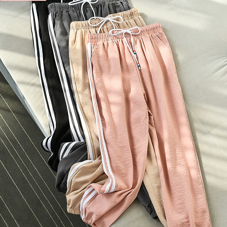 Y2k Sweatpants สำหรับผู้หญิงฤดูร้อน MODE Korea เสื้อผ้ากางเกงกีฬาขนาดใหญ่ Bomber กางเกงสีชมพู Joggers กางเกงเสื้อผ้...
