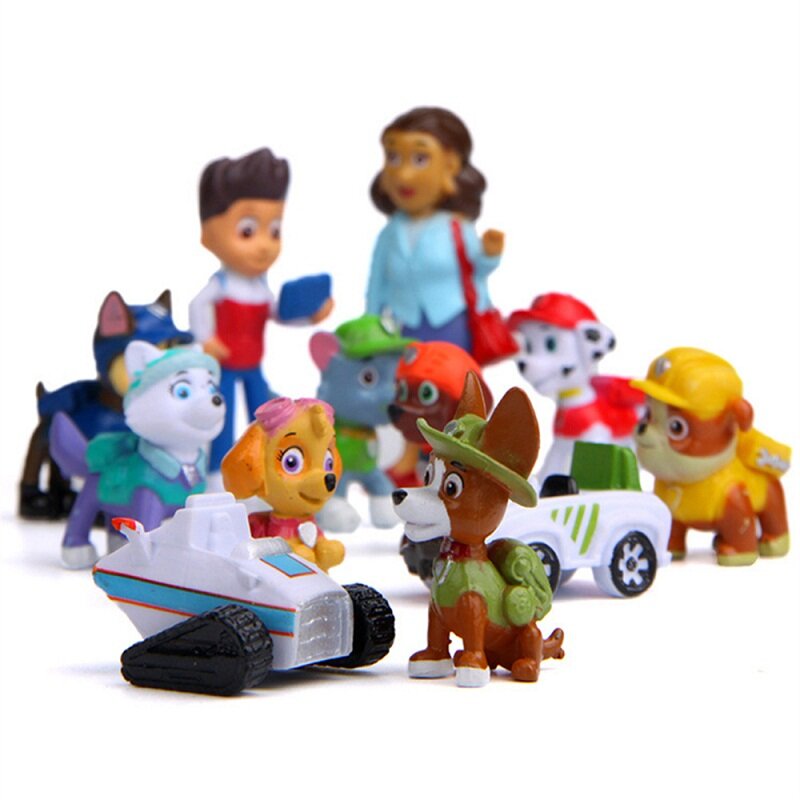 12pcs Paw Patrol cina 4-10cm Anime Figure Action Figures Puppy pat patrouille Car Toy Patroling Canine Toys For Children Toy