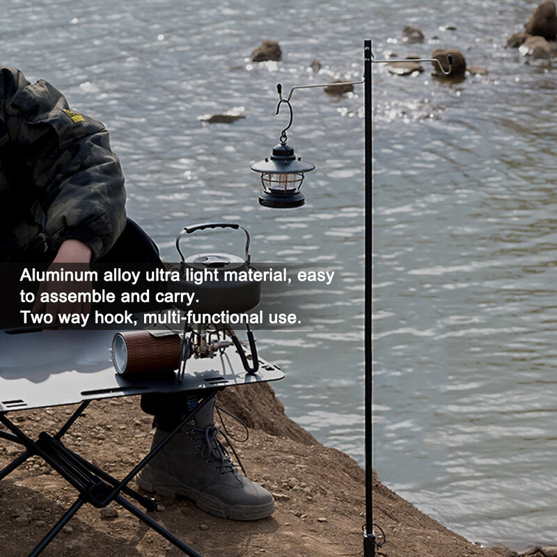 Liga de alumínio destacável acampamento lanterna suporte da lâmpada de armazenamento portátil gancho tenda mesa pendurado suporte luz fixação conjunto