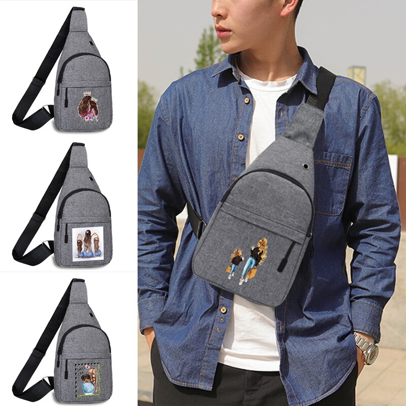 Men's Chest Bag New Multifunctional Outdoor Sports Canvas Bag Shoulder Casual Fashion Messenger Bags Mother Series Printing
