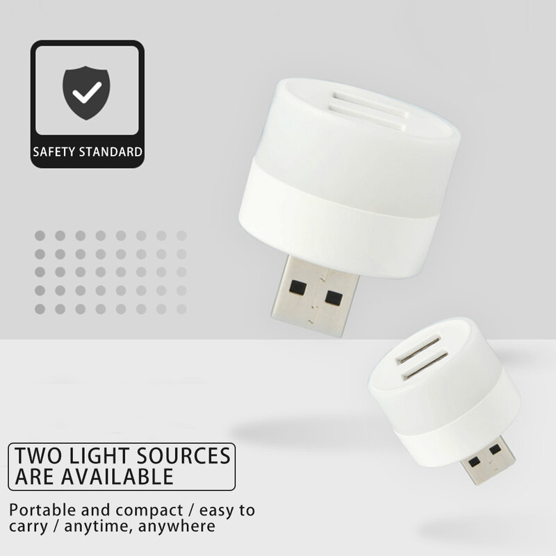 5 Buah Lampu LED Portabel Lampu Malam Mini Lampu Steker USB Lampu Buku Pengisi Daya Seluler Komputer Lampu Baca Perlindungan Mata LED