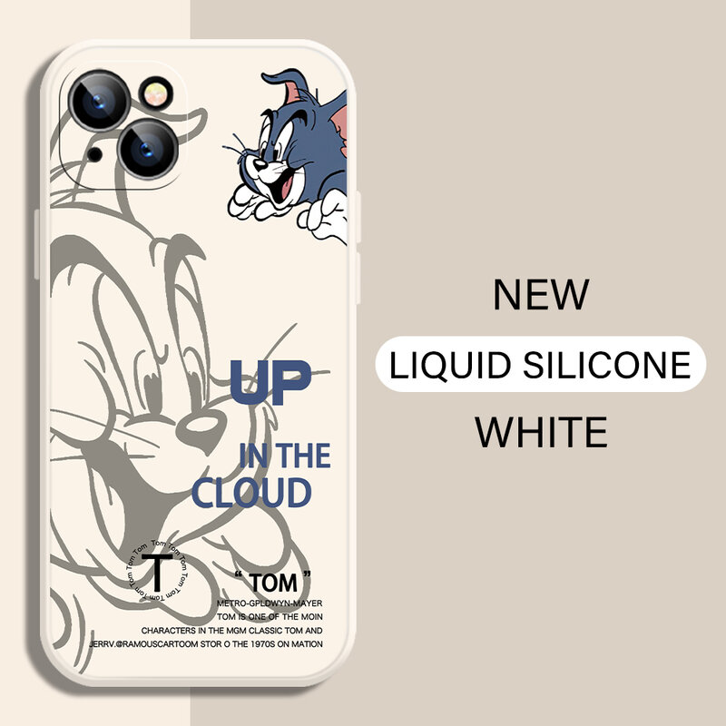 Cartoon Fashion Funny Cat And Mouse Phone Case For iPhone 13 11 Pro Max 12 Mini X XR XS SE 2020 Soft Liquid Silicone Funda Cover