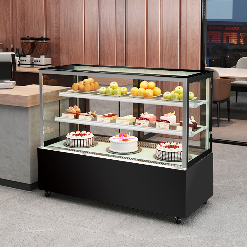 Commercial Supermarket Double Glass Bakery Display Cake Refrigerated Cake Showcase Cabinet with CE Cert