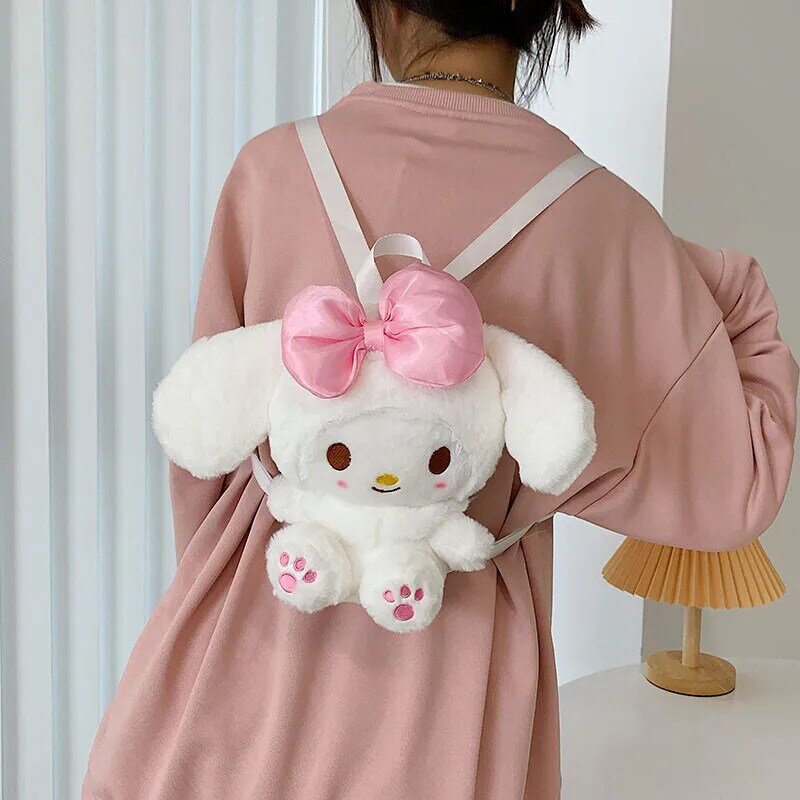 Kawaii Kuromi moja melodia Sanrioed pluszowa torba plecak Cartoon śliczne miękkie nadziewane Anime Plushie worek do przechowywania torby na ramię dziewczyny prezent