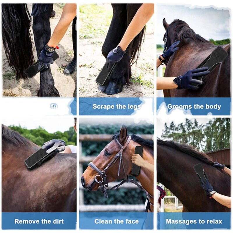 Horse Brush Hair Massage Brush Sweat Cleaning Kit Scrubber Horses Grooming Clean Shedding Tool Equestrian Accessories Supplies