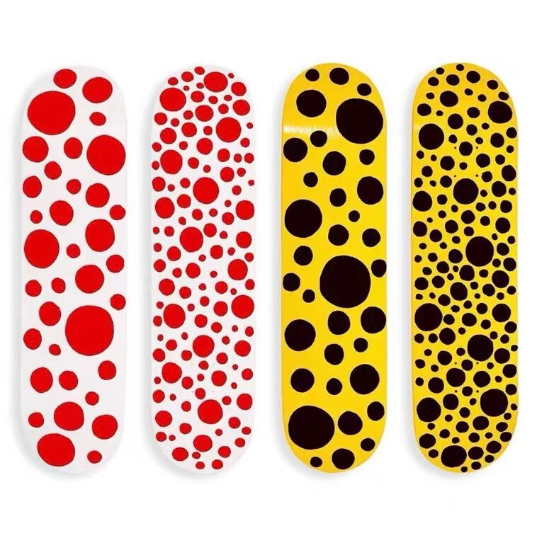 Spot Yayoi Kusama muslimah polka dot obsession decorato giallo rosso polka dot skateboard