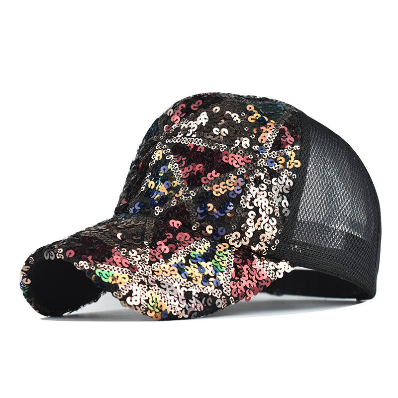 Новинка, модная летняя Женская бейсбольная кепка, блестящие солнцезащитные кепки с блестками, регулируемая дорожная Кепка для активного отдыха