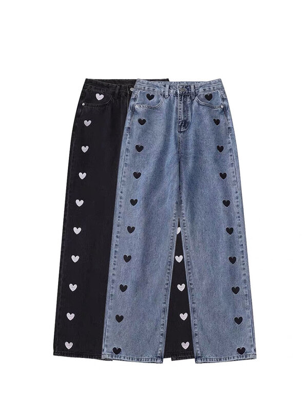 MOLAN Lovely Women Jeans Love Printing Vintage High Waist Zipper Fly Elegant Denim Pants Female Trousers Mujer