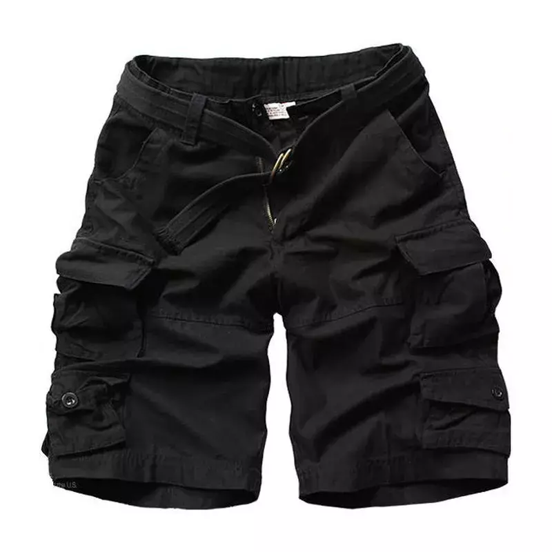 Шорты-карго мужские в стиле милитари, модные хлопковые повседневные штаны, много карманов, с ремнем в подарок, лето 2020