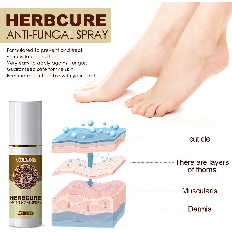 Spray Anti-fongique pour les pieds, 60ml, Spray de stérilisation, à base de plantes, traitement des orteils, Anti-Infection