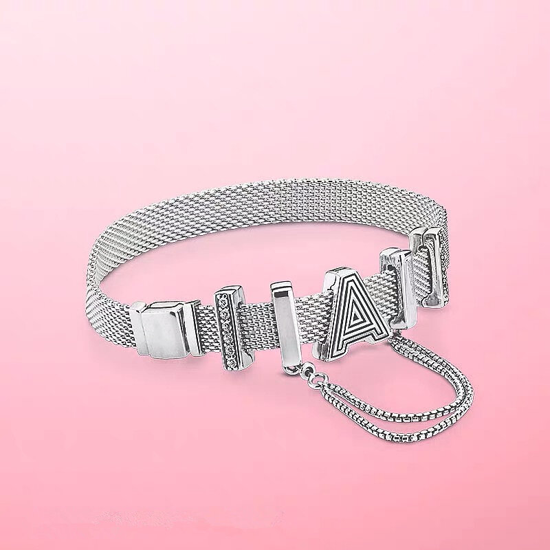 Bracelet en maille oxydée avec breloques en argent 100% S925, accessoire de bricolage Cool, cadeau de perles