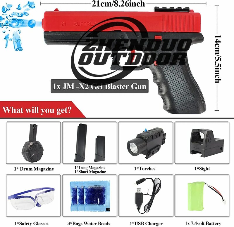 ZHENDUO OUTDOOR Gel Gun Blaster JM-X2 Electric Gel Ball Blaster US Stock Toy