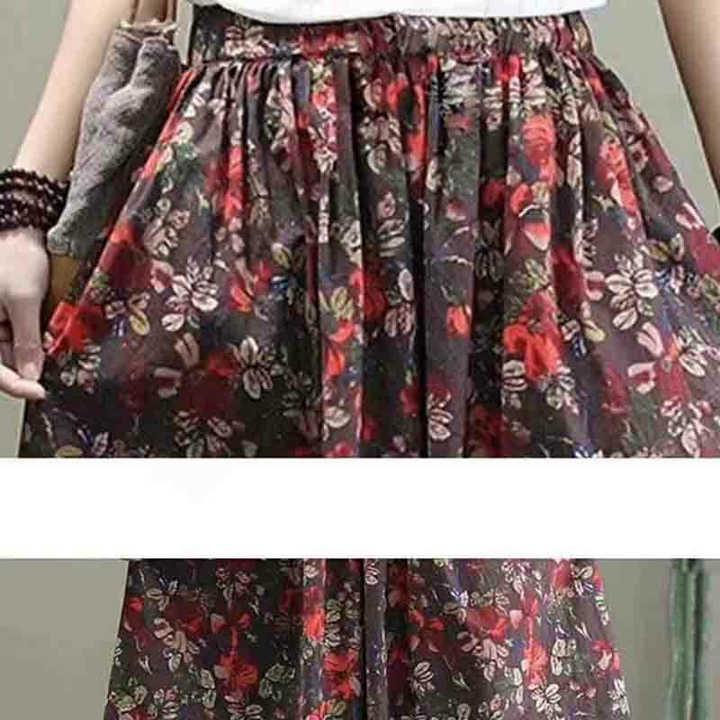 Retro Women Skirt Spring Summer Female Skirt 2023 New Fashion Casual Temperament Comfortable Printin High Waist Female Skirt T04