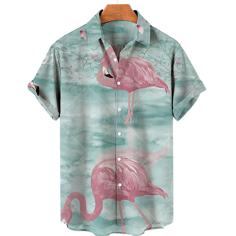 Мужская гавайская рубашка с короткими рукавами, повседневная гавайская рубашка с лацканами и одной пуговицей, большие размеры до 5xl, лето 2022