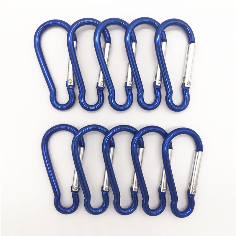 10Pcs M6สี Carabiners อลูมิเนียม Carabiner ฤดูใบไม้ผลิ Snap Clip Hooks Keychain Climbing Carabiner สำหรับคีย์ Camping เครื่องมือ