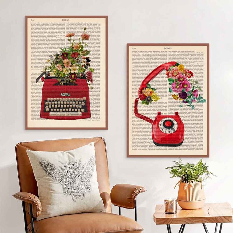 Retro Nghệ Thuật Cũ Điện Tranh Canvas Đài Phát Thanh Đèn Bàn Điện Thoại Poster Văn Phòng Nghệ Thuật Treo Tường Phòng Khách Nhà Trang Trí Bức Tranh Tường