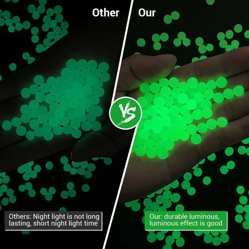 7-8mm Luminous Water Beads Refill Ammo Fluorescence Green Splatter Gel Ammo Water Based Bullet Gel Balls for Gel Blaster Toys