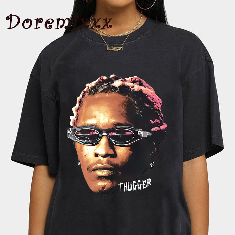 100% Cotton Unisex T Shirt Women Men Tee Shirts Young Thug Thugger Graphic T-shirt Rapper Style Hip Hop Tshirt Vintage Tops Male