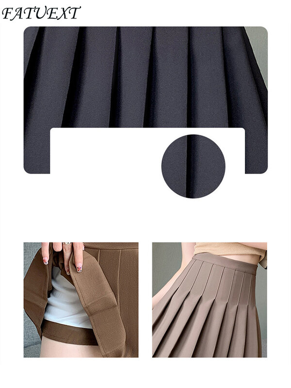 Falda plisada informal de cintura alta para mujer, falda Simple de corte en A, estilo japonés coreano Y2k, color blanco y negro, a la moda, combina con todo