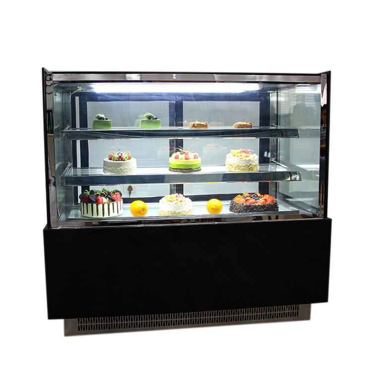 Novo estilo de vidro porta bolo sobremesa exibição refrigerado fresco-mantendo armário congelador vertical