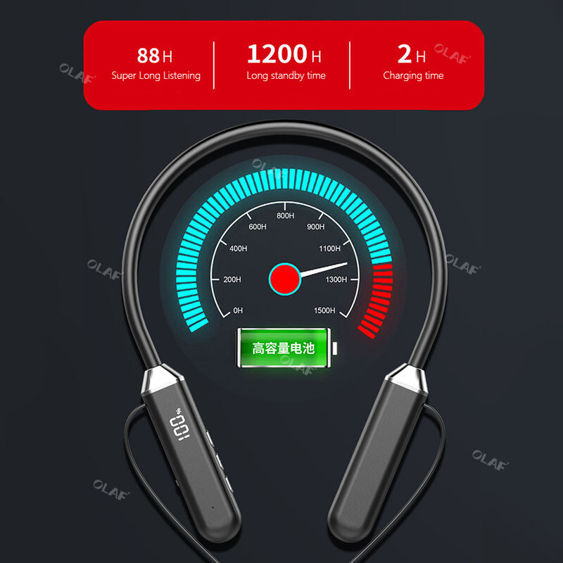 Vòng Cổ Bluetooth Từ Tai Nghe Không Dây Chống Nước Thể Thao Tai Nghe Loại Bỏ Tiếng Ồn Với Micophone Màn Hình Hiển Thị Kỹ Thuật Số