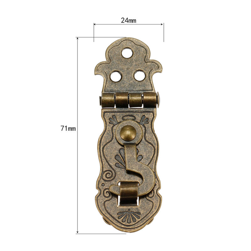 1pc 71*24mm Box Latch Clasp  Pattern Carved Flower Book Lock Tone Vintage Wooden Jewelry Wine Gift Case Decor