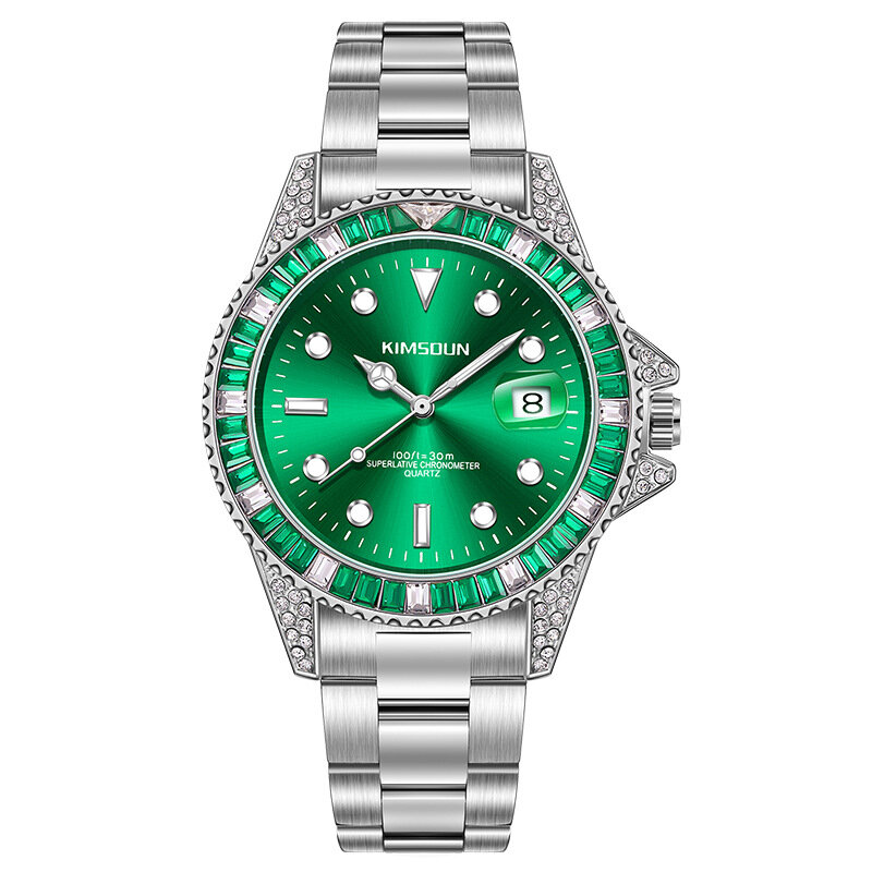 Berühmte Marke Silber blau Uhr Herren Luxus automatische Datum Stahl uhren Mode Regenbogen Diamant Uhren Uhr Relogio Masculino