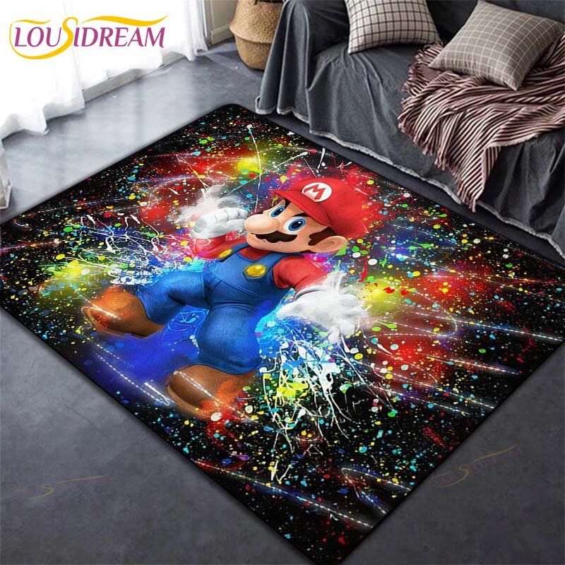 Mario Bros Rug Cartoon Carpets Anime Carpet Living Room Tea Table Mats Bedroom Rug Washable Floor Mats Household Area Mat Gift