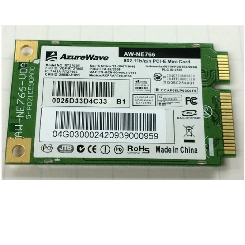 Оптовая продажа, 300 м, новая беспроводная карта AzureWave RT2700E AW-NE766 Mini PCI-E 802.11b/G/N