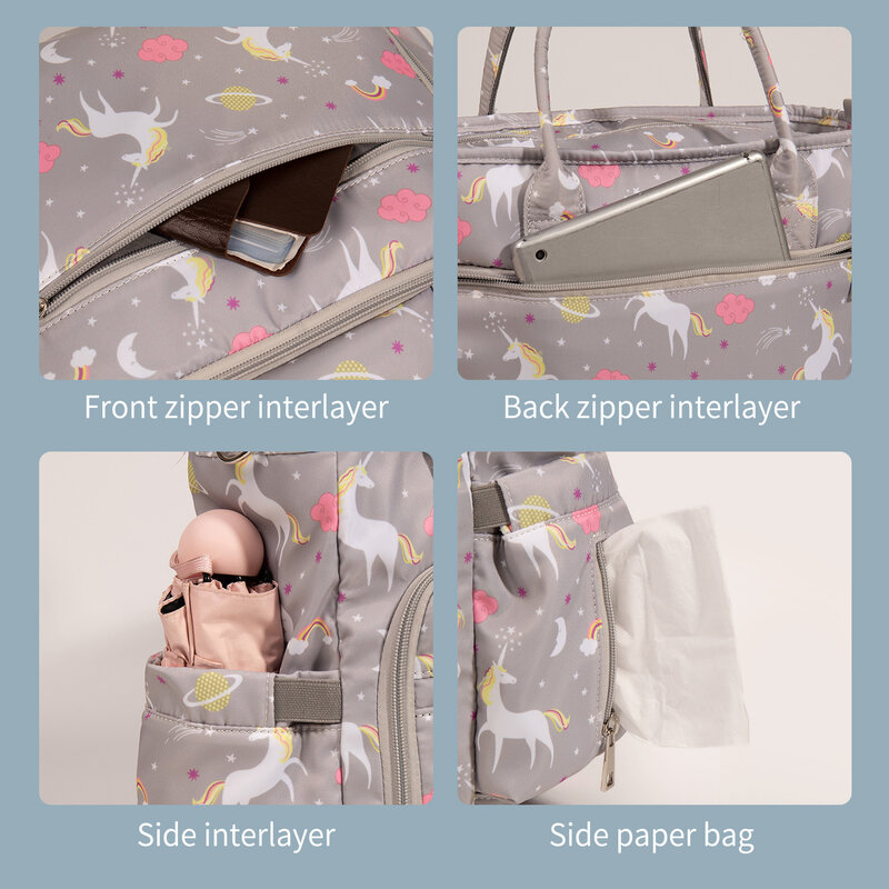 Lequeen-패션 엄마 토트 백, 대용량 아기 기저귀 가방, 여행 배낭, 베이비 케어, 간호 가방, 출산, 엄마, 병원 가방