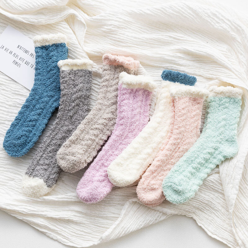 Calcetines de algodón con personalidad para mujer, calcetín de tubo medio, transpirables, cómodos, de Color sólido, para otoño e invierno, 1 par, 2022