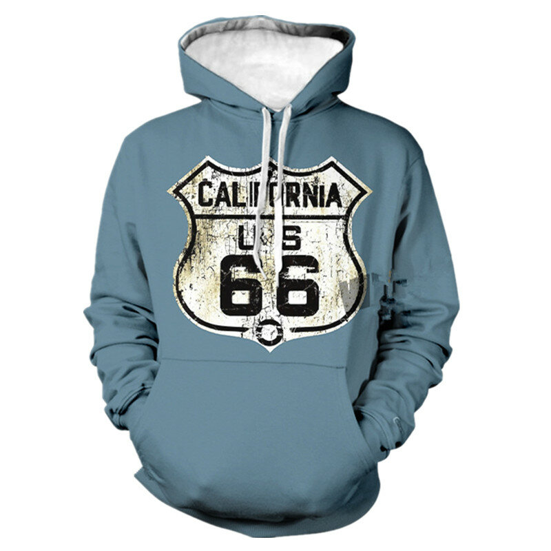 Route 66 Autobahn 3D Gedruckt Hoodie Hoodies männer Sweatshirt Mode Amerika 66 Buchstaben Mit Kapuze Streetwear Männer Kleidung XXS-6XL