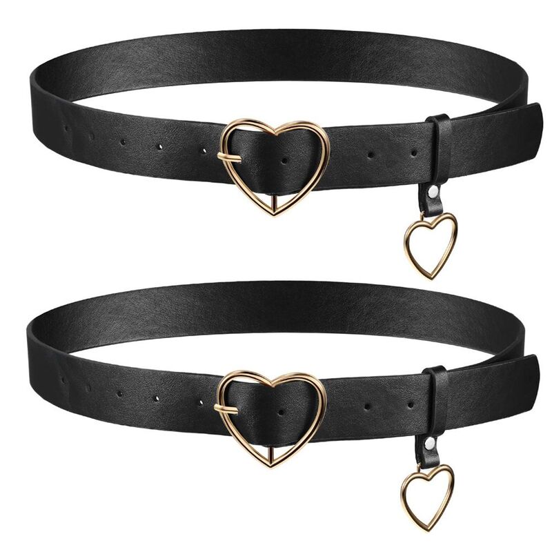 Ladies Waistband Harajuku Style High-Quality Waist Belts PU Leather Heart Pin Buckle Dress Heart Belts