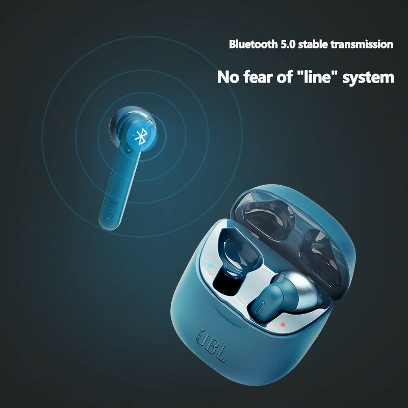 JBL TUNE 220TWS True Earphone Kompatibel dengan Bluetooth Nirkabel Stereo Earbud Headphone Suara Headset dengan Casing Mikrofon