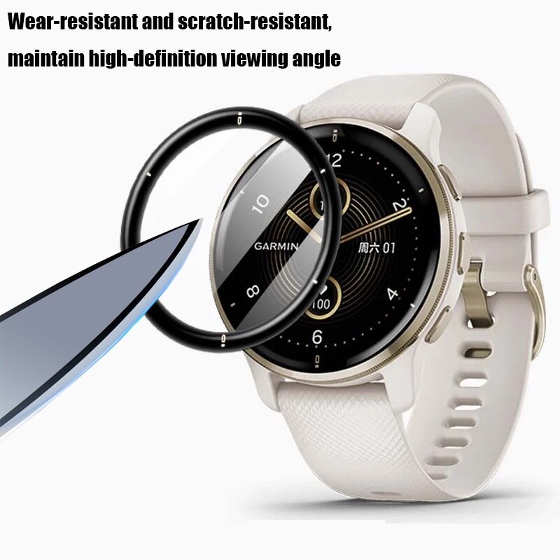 3D โค้งนิ่มหน้าจอ Protector ฟิล์ม Smartwatch Full Screen Protector ฟิล์มป้องกันฟิล์มแก้วอุปกรณ์เสริมสำหรับนาฬิกา Garmin Venu 2 ...