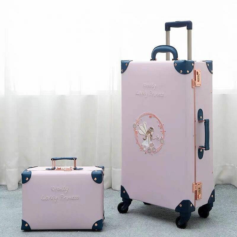 Set Koper Kulit PU Retro Baru 2021 Koper Wanita Tas Travel Antik Kotak Asrama Koper Anak Perempuan Berkualitas Tinggi