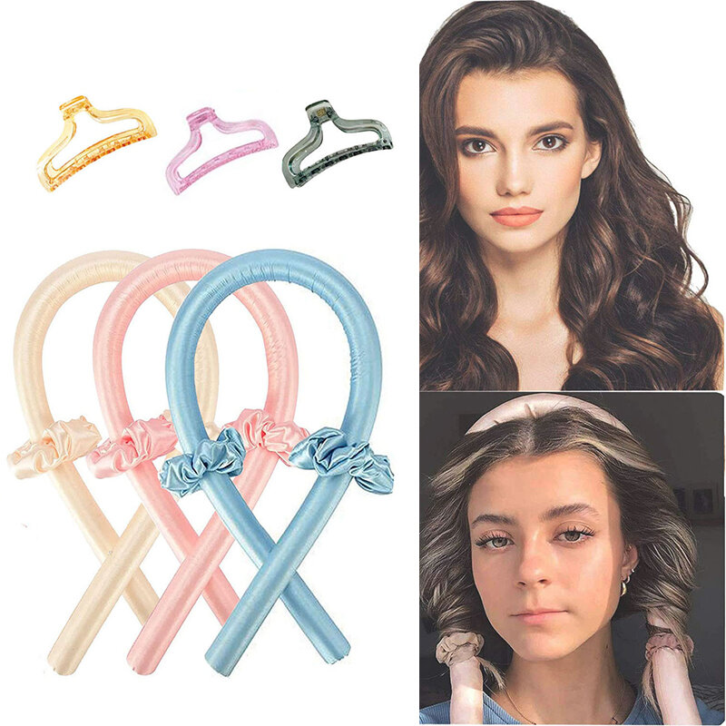 Macio heatless curling rod bandana rolo de cabelo para as mulheres modelador de cabelo sem calor seda curling ribbon cachos de cabelo acessórios